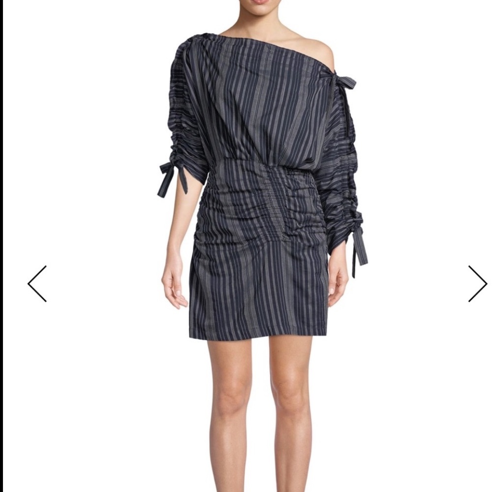 Tanya Taylor Navy Striped Mini Dress